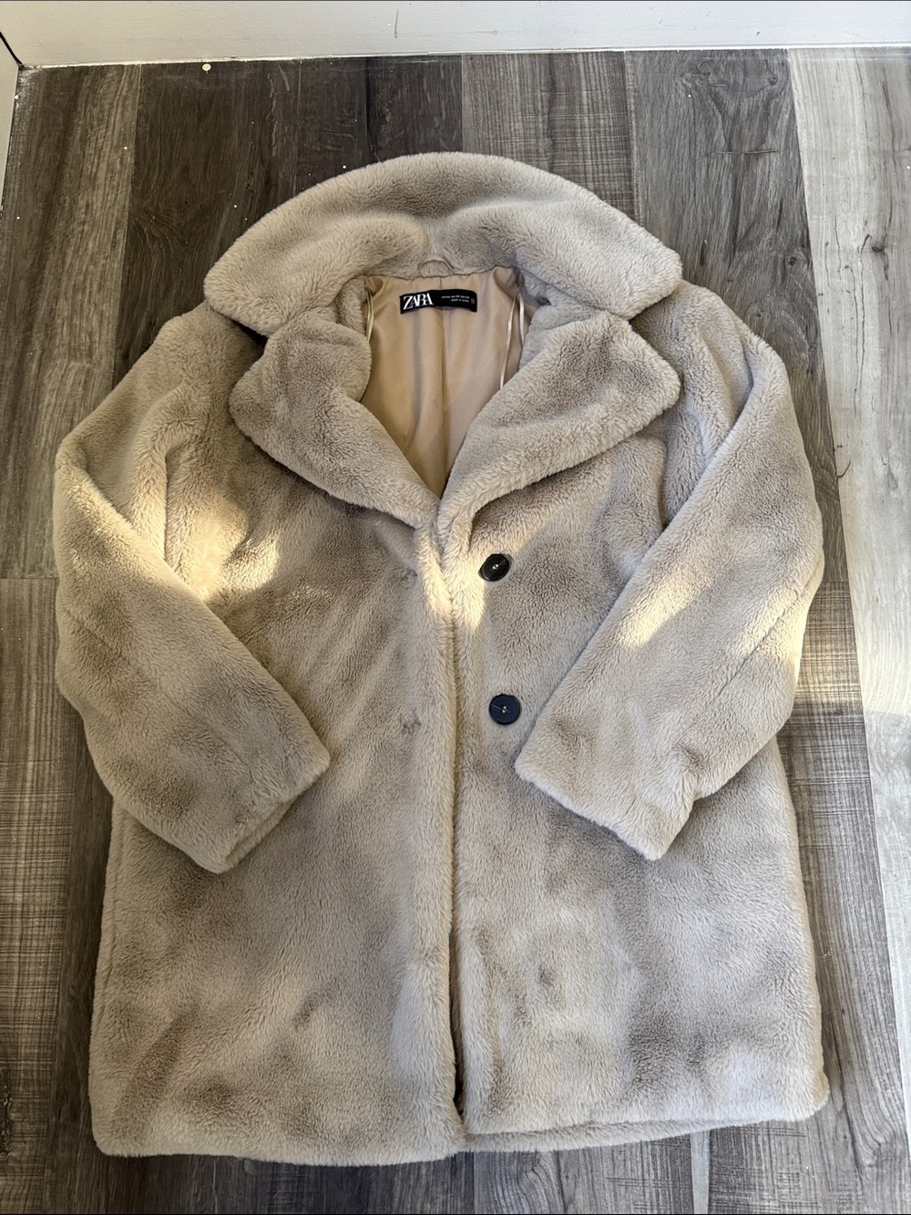 ZARA Taupe Plush Teddy Coat